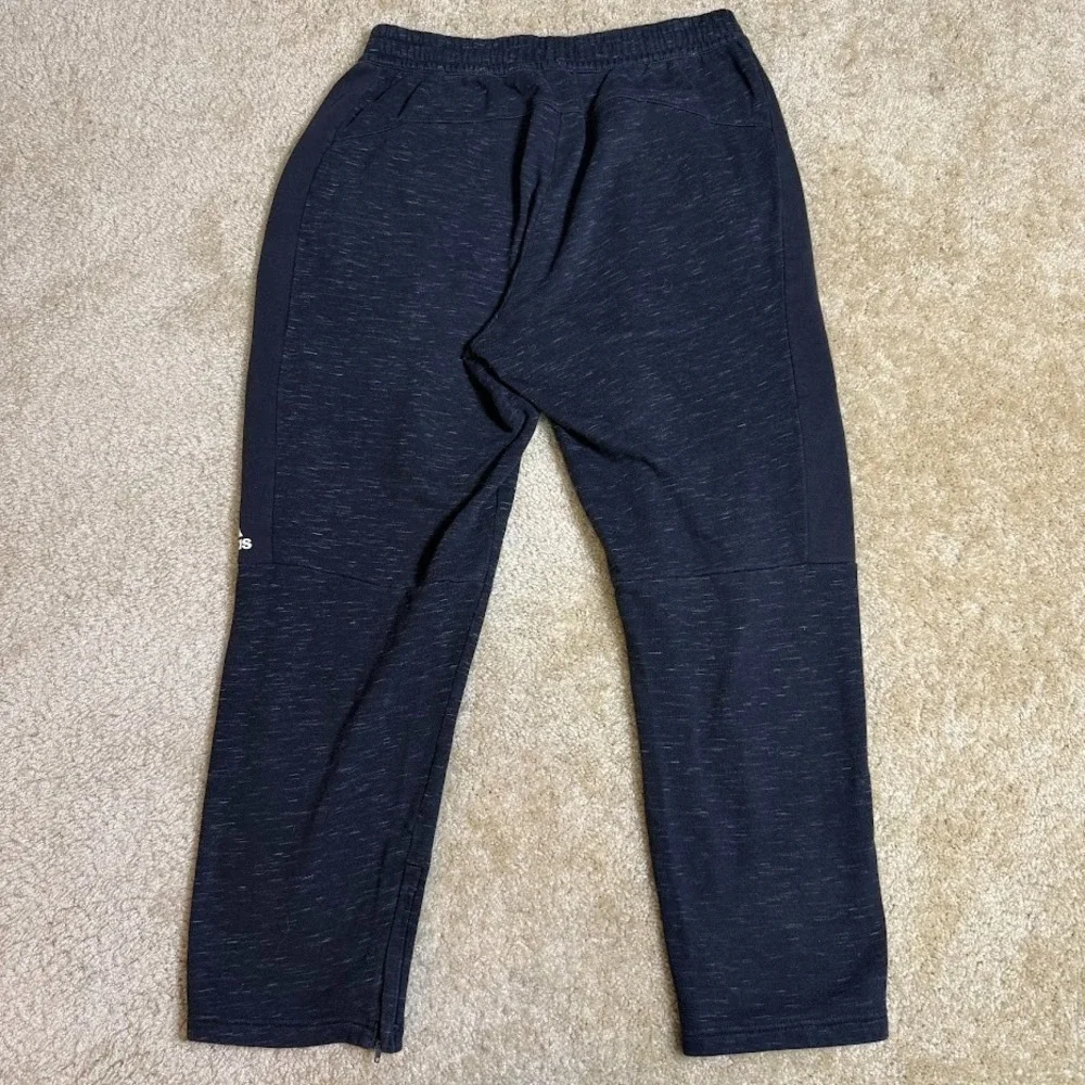 Adidas Sweatpants‎ Mens L Black Heather Tapered Jogger Athletic Zip Hem